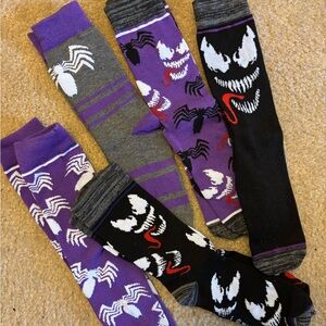 Marvel Men's Venom Crew Socks - Black, Purple, Gray